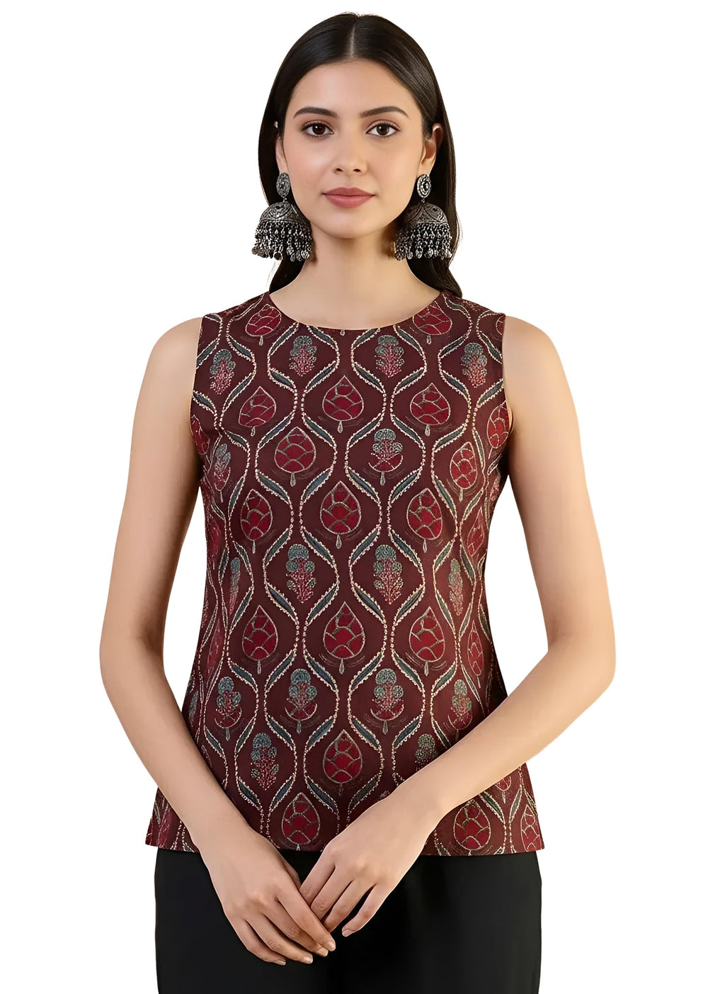 Pinkmint Womens Printed Sleeveless Top for Women & Girls | Pure Cambric Cotton Fabric | Regular Fit | Soft, Breathable| Ideal fo