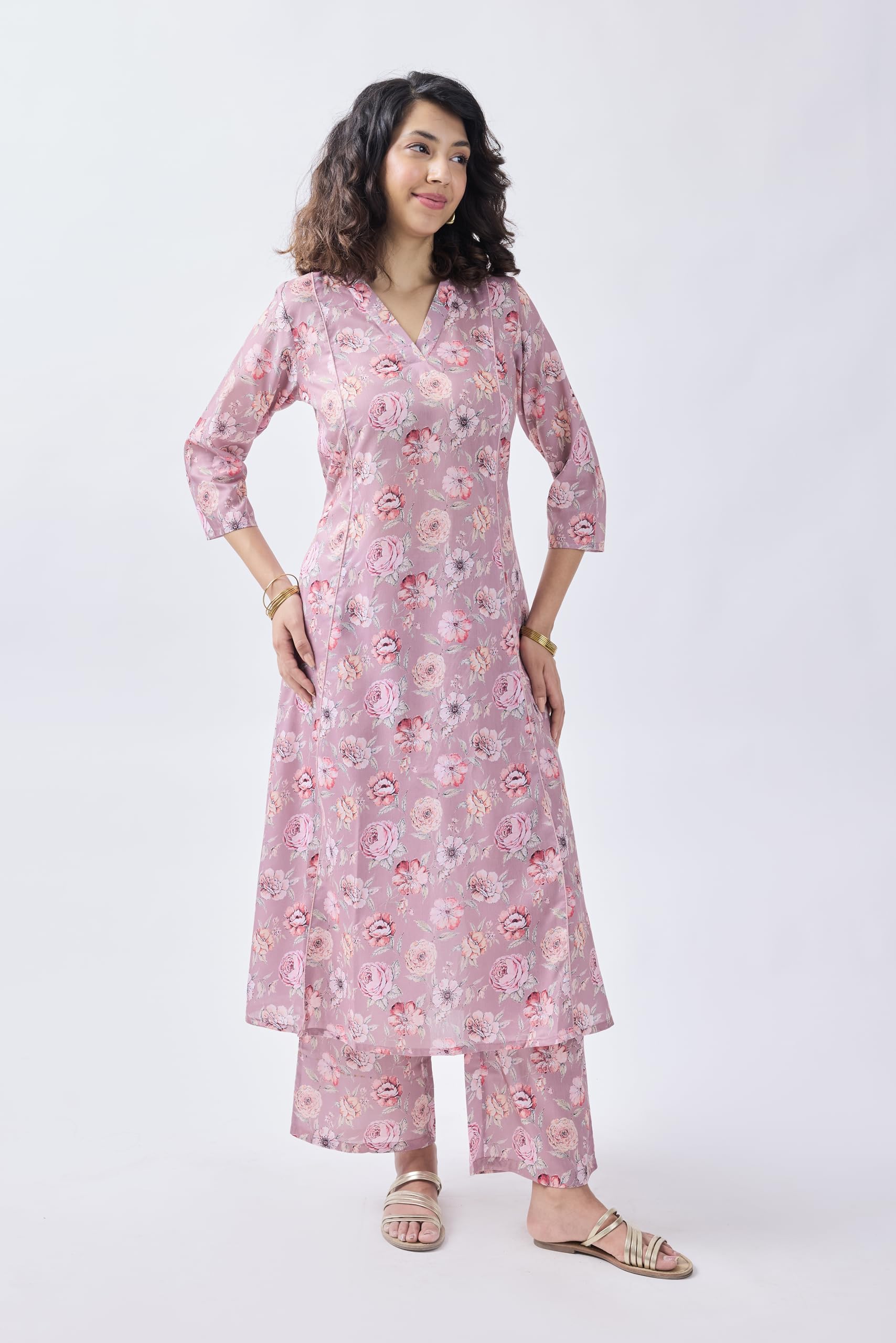 Toochki Salwar Suit For Women | Two Piece Salwar Suit For Women | Cotton Salwar Suit | Light Pink Floral Printed Salwar Suit | R