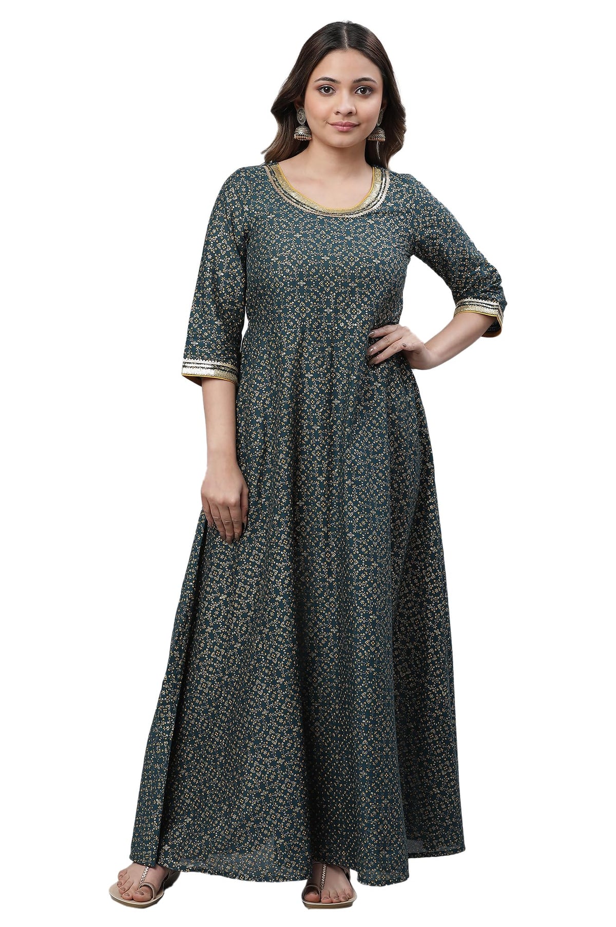 Aurelia Women Cotton Kurta 23AUA14540-507312-Green-XS