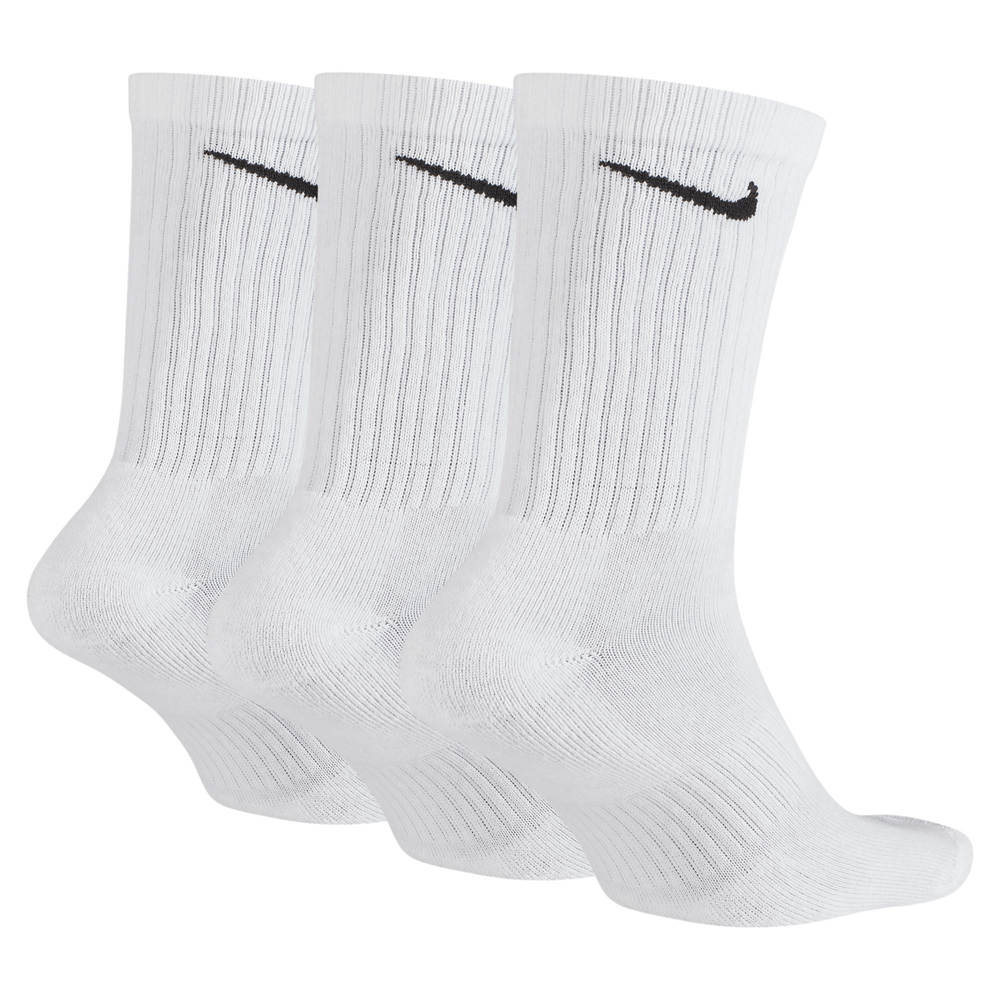 Nike Everyday Cushion Crew Training Socks, Unisex Socks with Sweat-Wicking Technology and Impact Cushioning (3 Pair), White/Blac