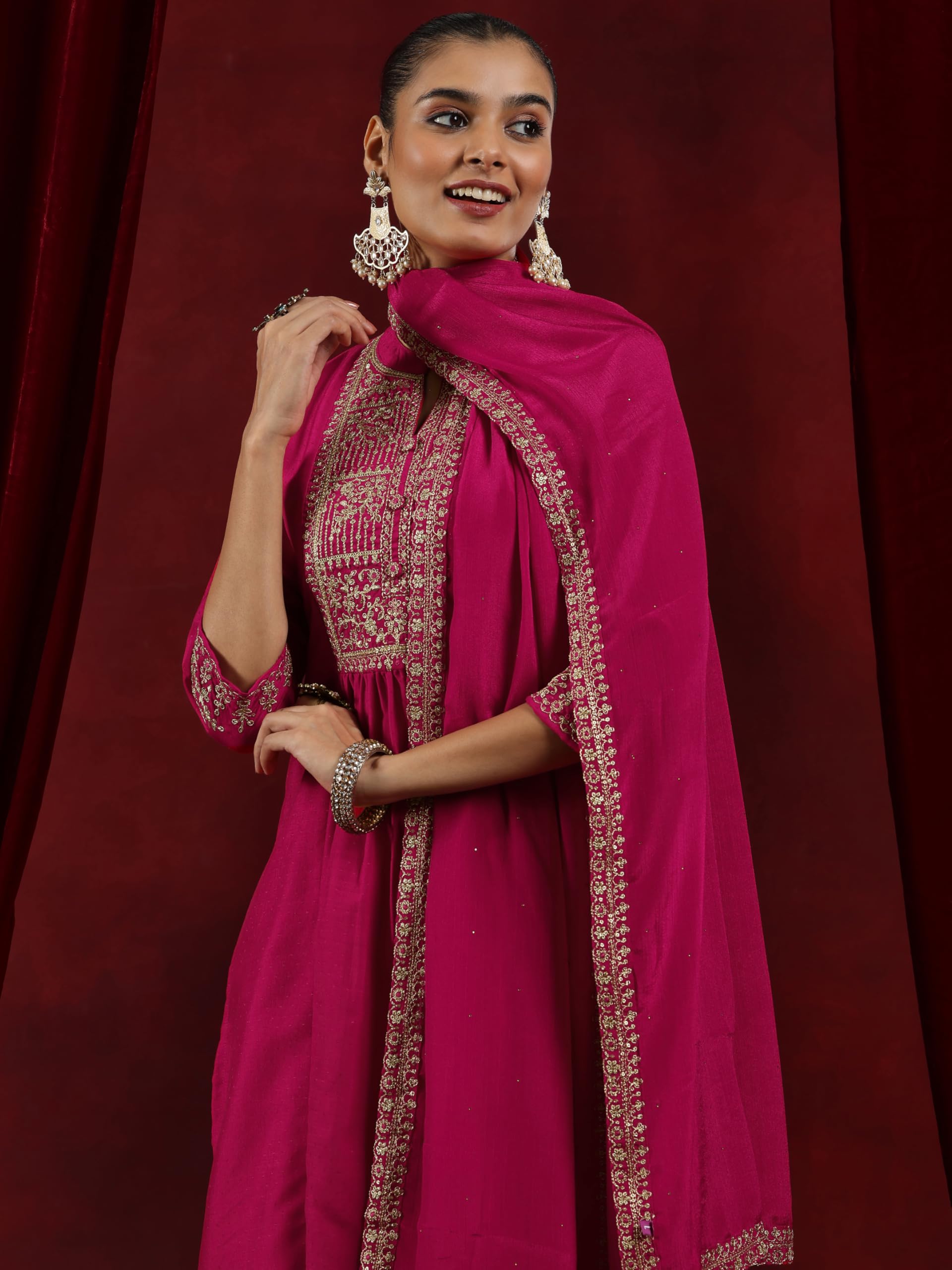 Libas WomenS Silk Blend Kurta Set (48570