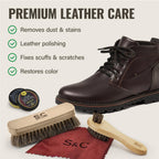 Stone & Clark 12PC Shoe Polish & Care Kit, Leather Shoe Shine Kit with Brown Wax, Shoe Brushes for Polishing, Shine Cloth & Shoe