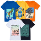 T2F Boys Cotton Printed Regular Fit T-Shirt (Pack 0f 5)