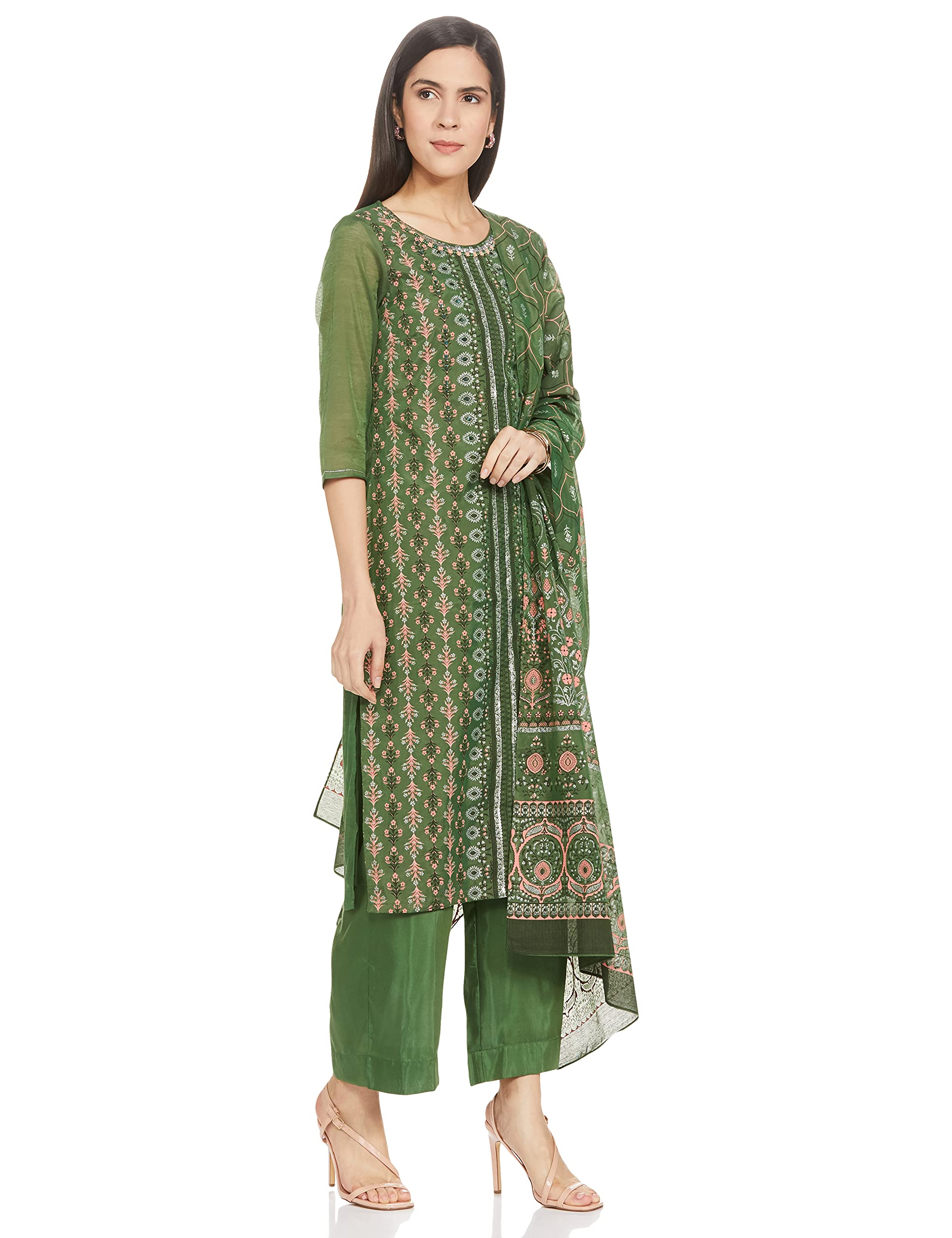 Aurelia Women Rayon Printed Kurta, Palazzo & Dupatta