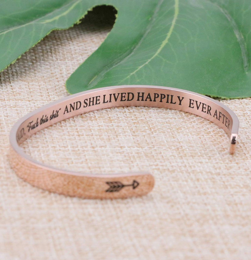 JoycuFF Inspirational Gifts for Her Women Wife Lover Funny Mantra Rose Gold Stainless Steel Birthday Christmas Cuff Bangle Brace