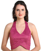 Pujia Mills WomenS Embroidery Halter Neck Fancy Blouse For Skirt And Saree Simple Top 100 Blouses