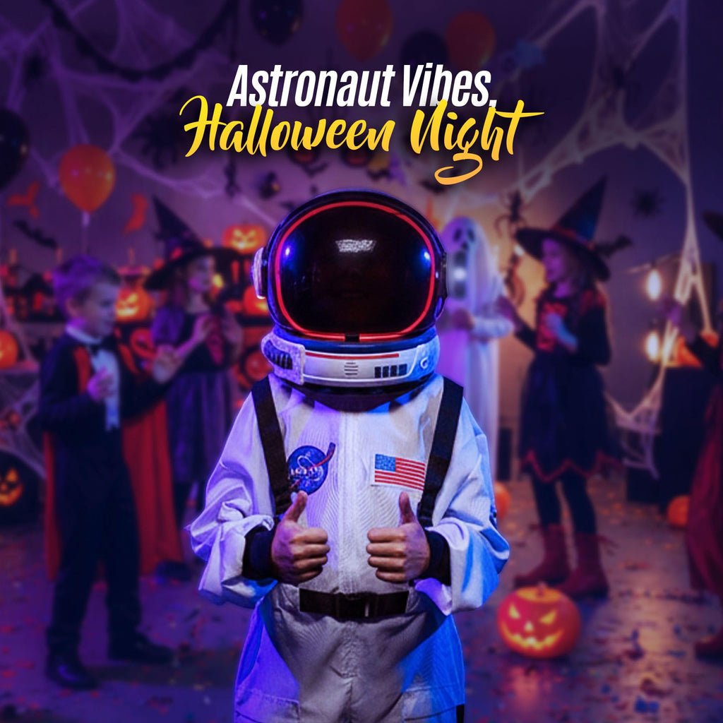 AEROSQUAD Kids Astronaut Costume with Helmet, Nasa Space Helmet Suit for Toddler with LED Lights, Movable Visor & Mission Sounds