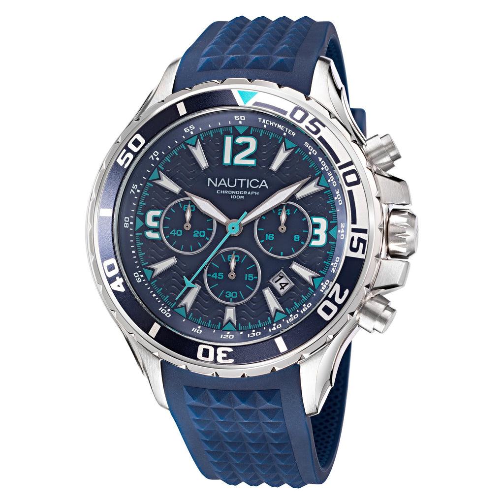 Nautica Men's NAPNSS214 NST Grey/Blue/Blue Silicone Strap Watch