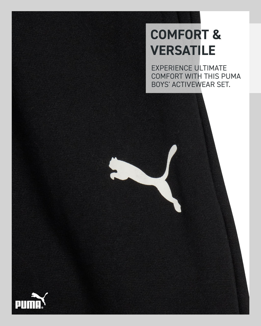 PUMA Boys' Jogger Set - 2 Piece Soft Fleece Pullover Crewneck Sweatshirts and Sweatpants For Boys - Casual Active Set (4-16), Si