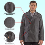 Alpine Swiss Men's Double Breasted Wool Peacoat Dress Jacket,Gray,X-Large