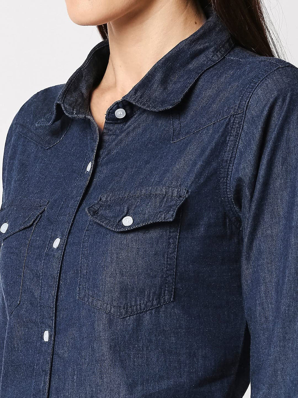 High Star Women'S Cotton Mini Shirt Dress (Wddrs869_Blue