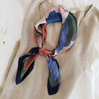 FONYVE Silk Feeling Scarf Medium Square Satin Head Wrap for Women 27.5 inches