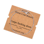 Morse Code Bracelets for Women Carpe f**k**g diem Funny Inspirational Jewelry Christmas Birthday Gifts for Her Mom Daughter Sist