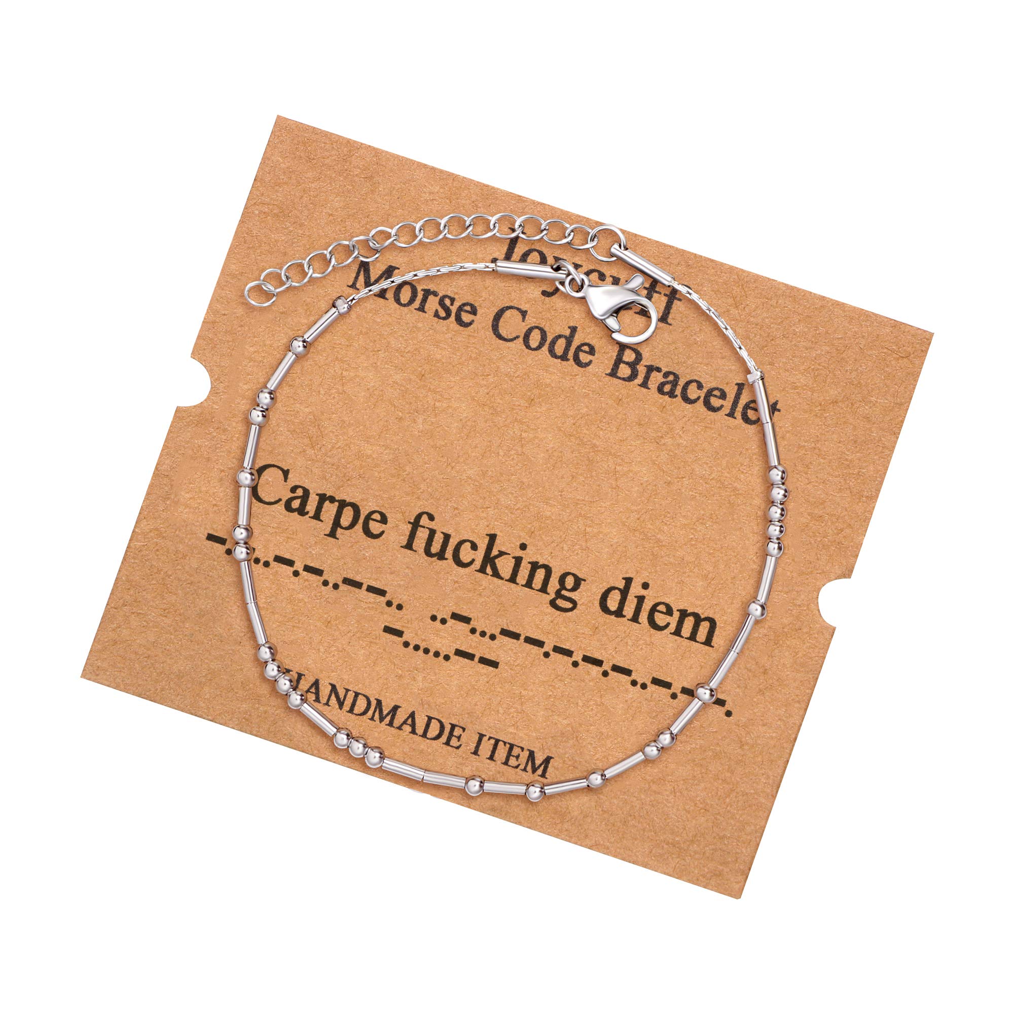 Morse Code Bracelets for Women Carpe f**k**g diem Funny Inspirational Jewelry Christmas Birthday Gifts for Her Mom Daughter Sist