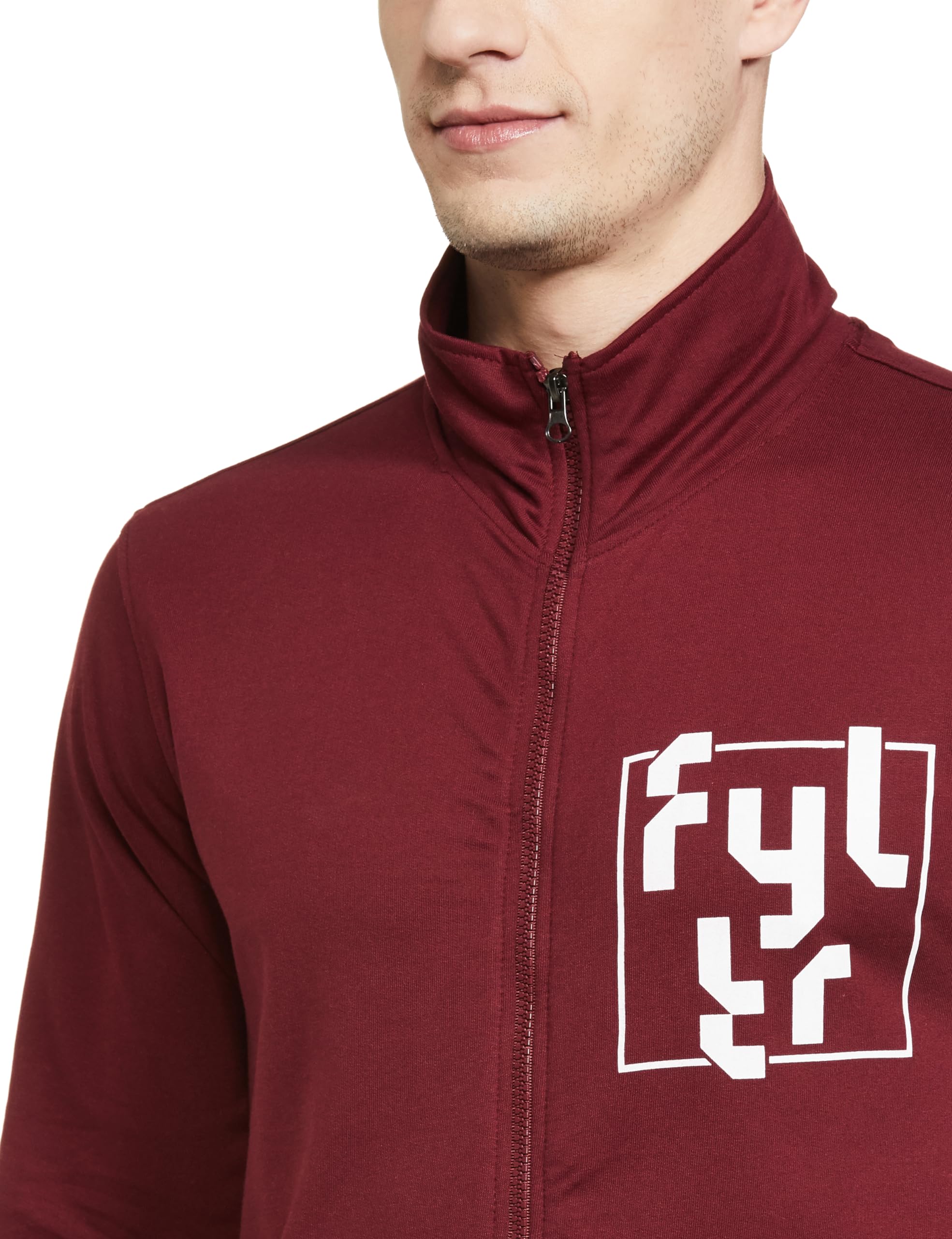 FYLTR Mens Casual Stand Collar Jacket With Rib Details - Full Zipper | Full Sleeve Branding | Casual Winterwear For Men