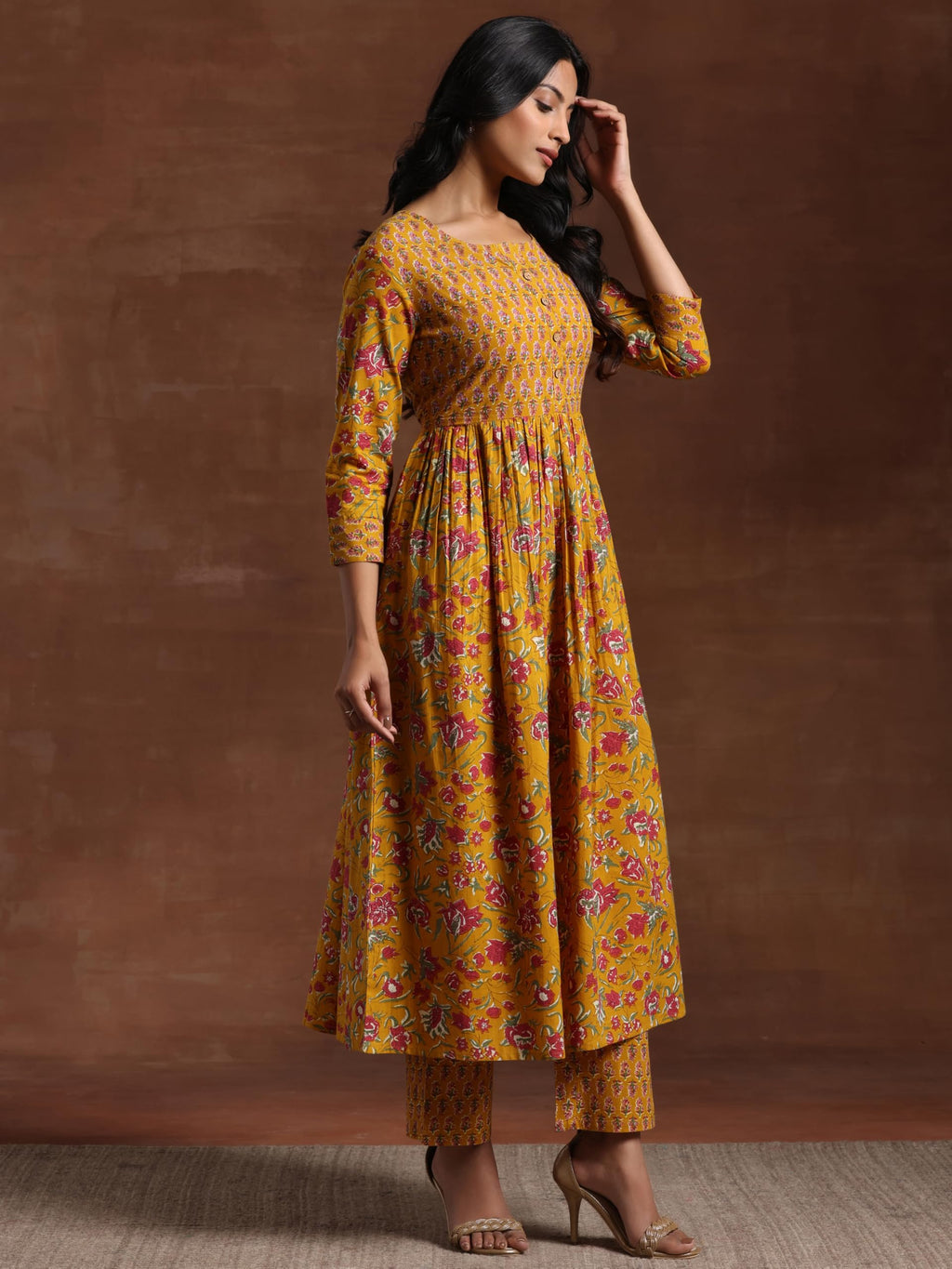 Libas WomenS Cotton Kurta Set (27394_Yellow