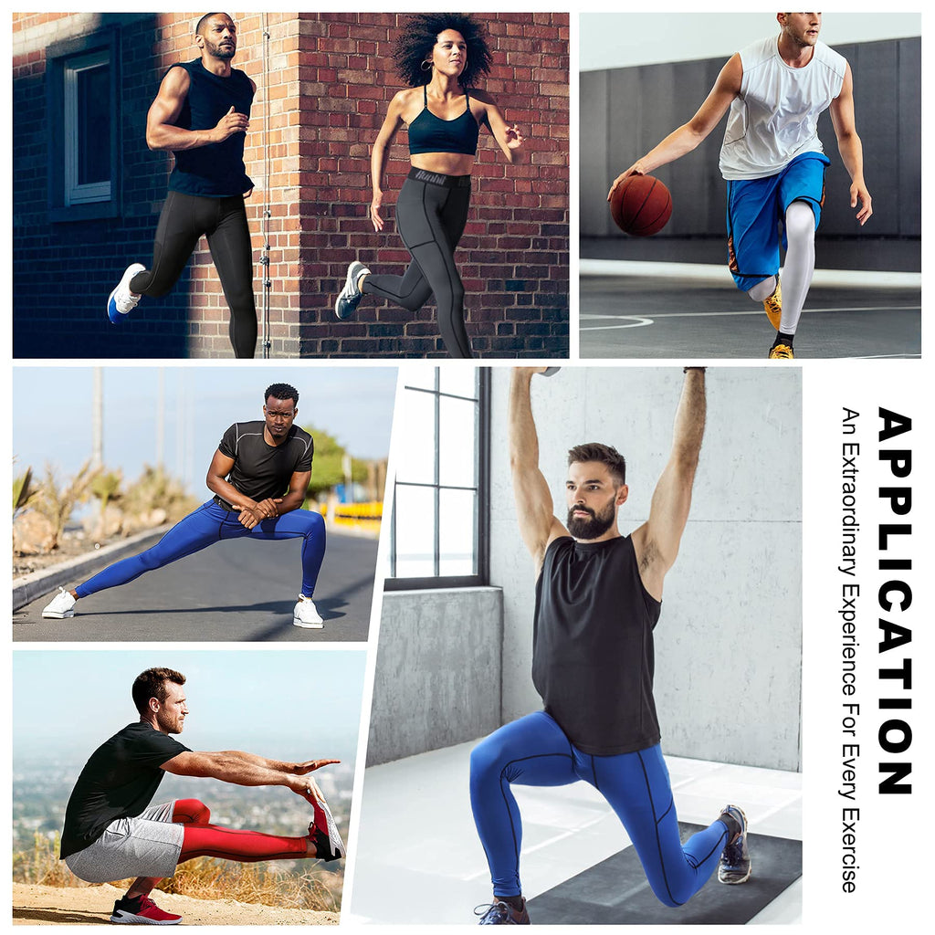 Runhit Mens Compression Leggings Compression Pants Men with Pocket Running Tights for Men Workout Athletic Thermal Winter Biker