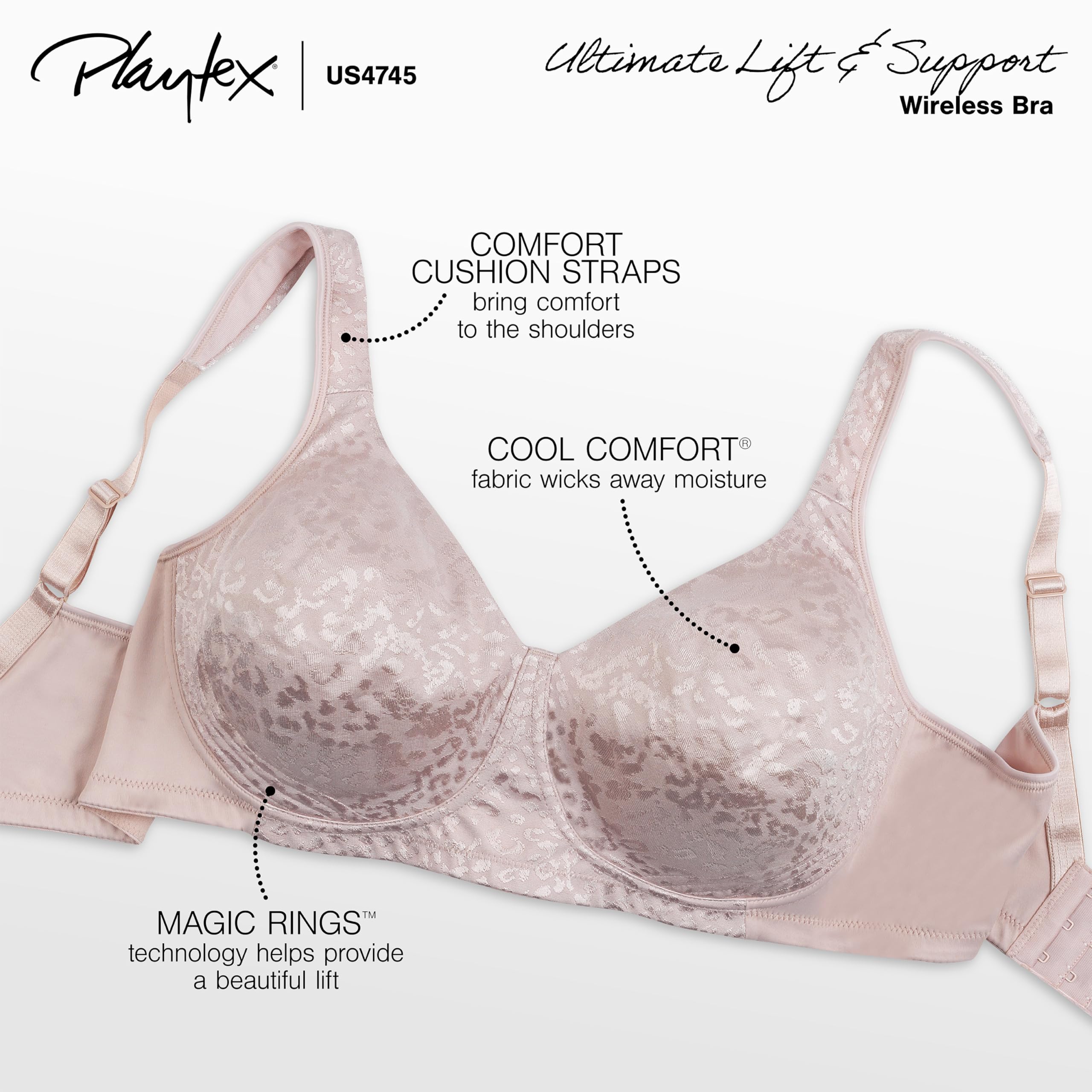 Playtex Women's 18-Hour Ultimate Lift Wireless Full-Coverage Bra, Single or 2-Pack, Rustic Berry Red