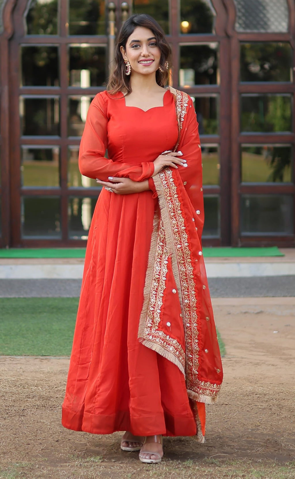 Wedani Russian Silk Anarkali Kurta Set For Womens