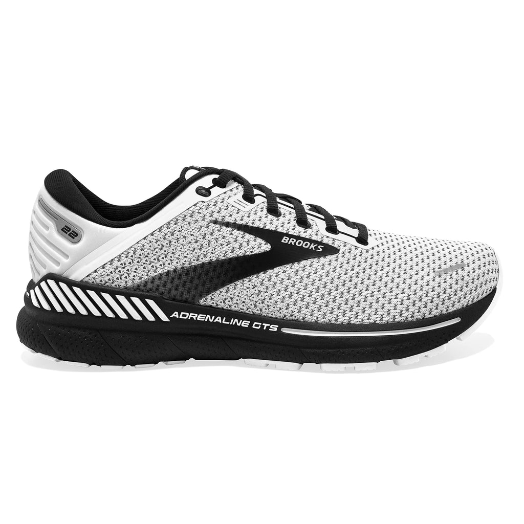 Brooks Mens Adrenaline GTS 22 White/Grey/Black 10 D - Medium