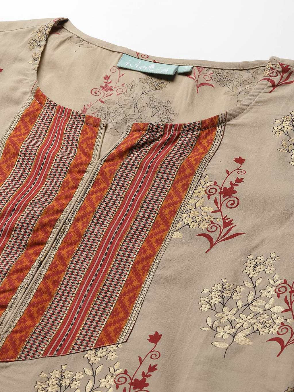 Idalia Boota Printed Kurta With Stripes Palazzo Pants Multicolour