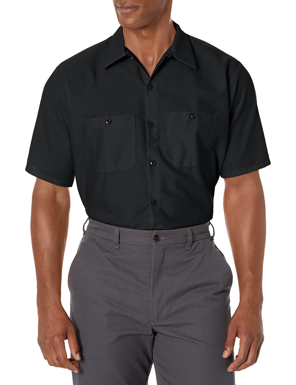 Red Kap Men's Industrial Work Shirt, Short Sleeve, Black, 6X-Large