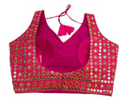Pujia Mills Womens Readymade Blouse Sleeveless Blouse Embroidery jari Work Mirror Blouse Handwork Readymade Saree Blouse for Wo
