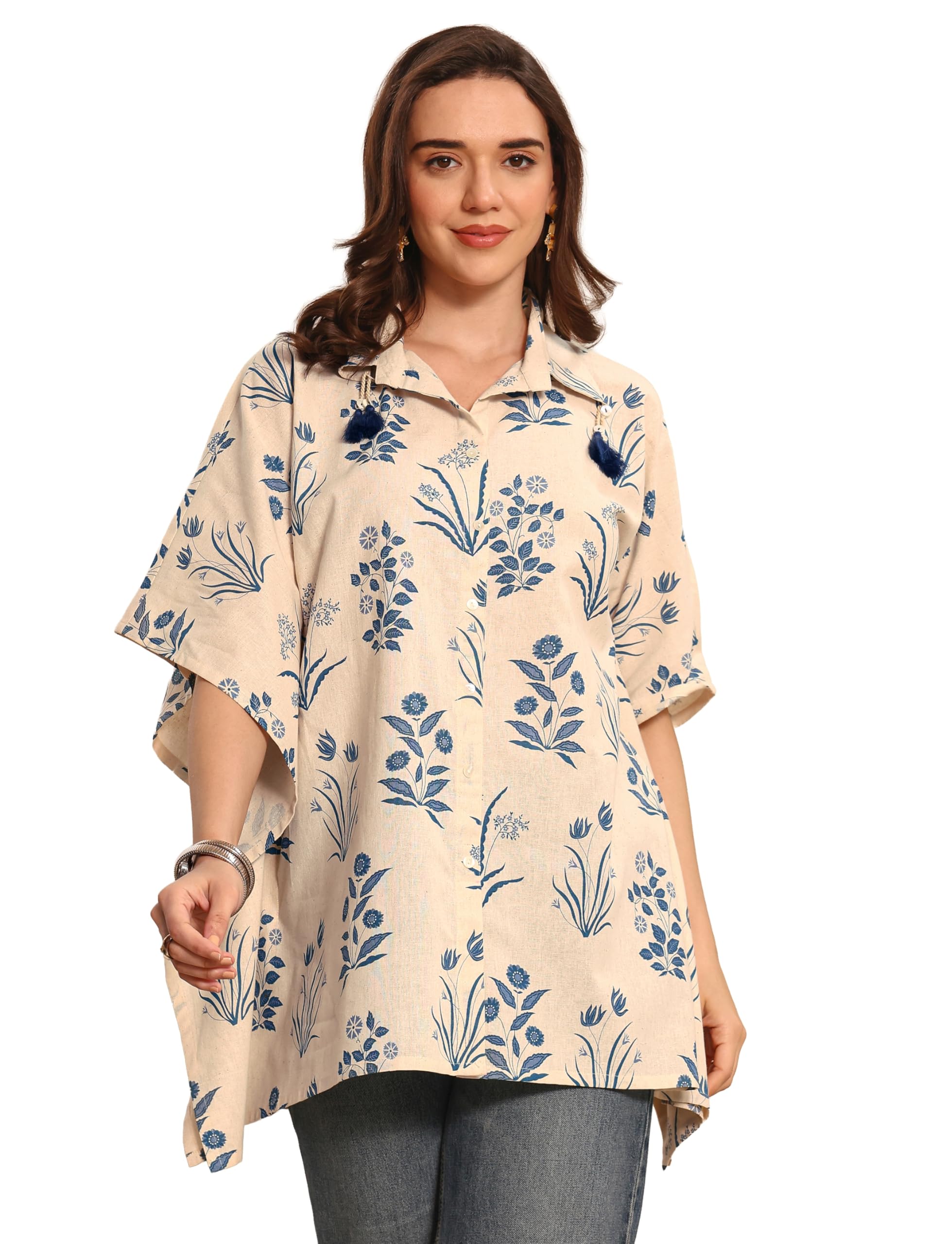 Libas Printed Cotton Straight Shirts-43431Xxl