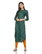 Aurelia Women'S Cotton Asymmetrical Hemline Kurta (18Aua10263-300416_L_Green_Green_L)