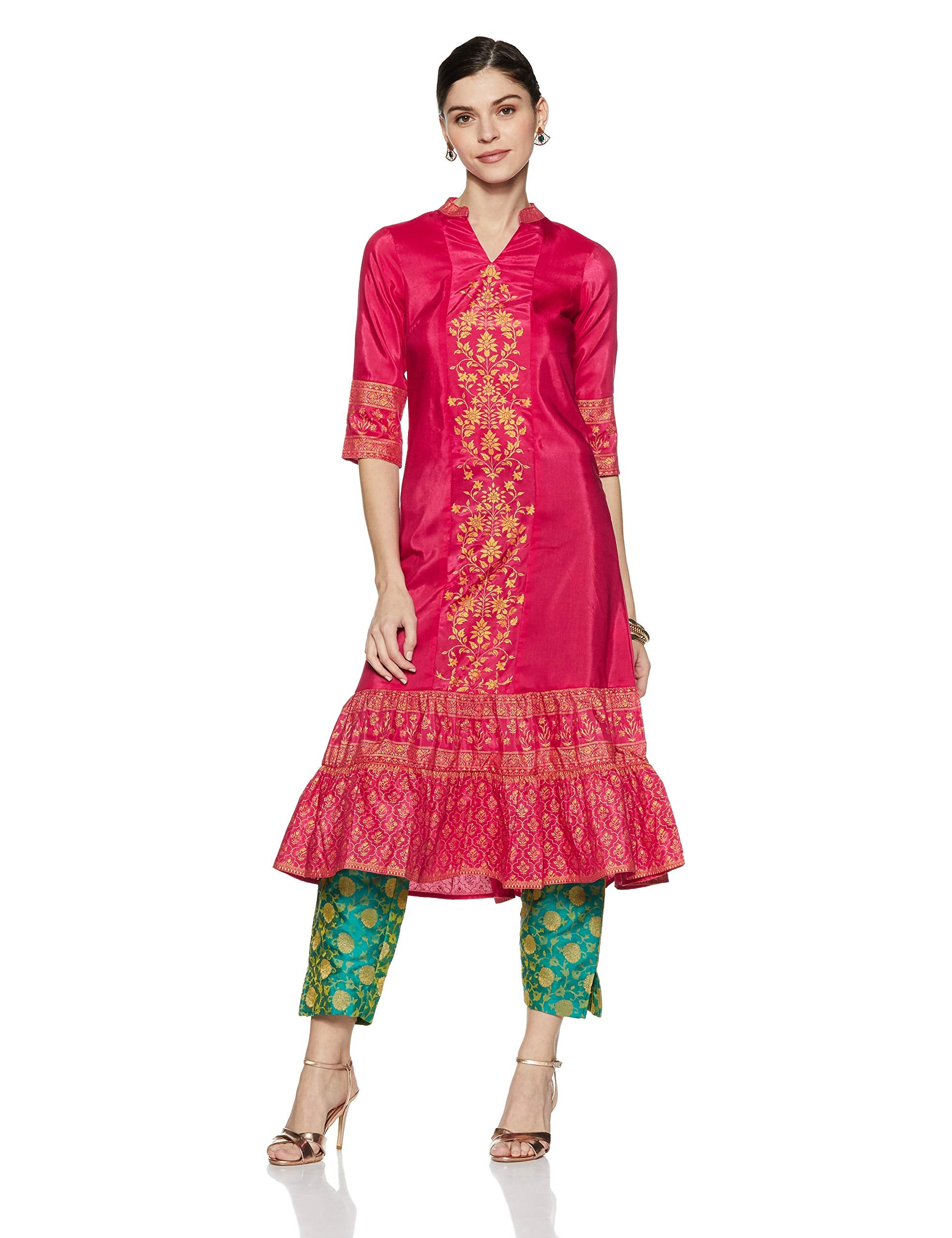 Aurelia Women'S Synthetic Kurta (18Aua10140-200238_Pink_Xx-Large)