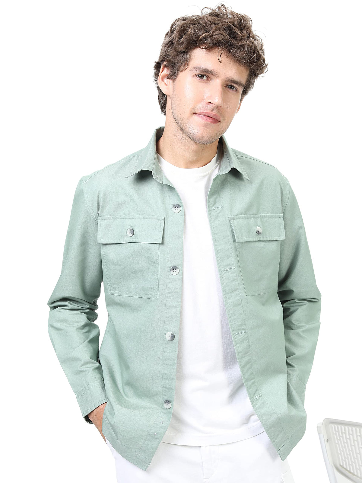 Ketch Men Polyester Blend Slim Fit Shirt (Khos000007_Green, Small)