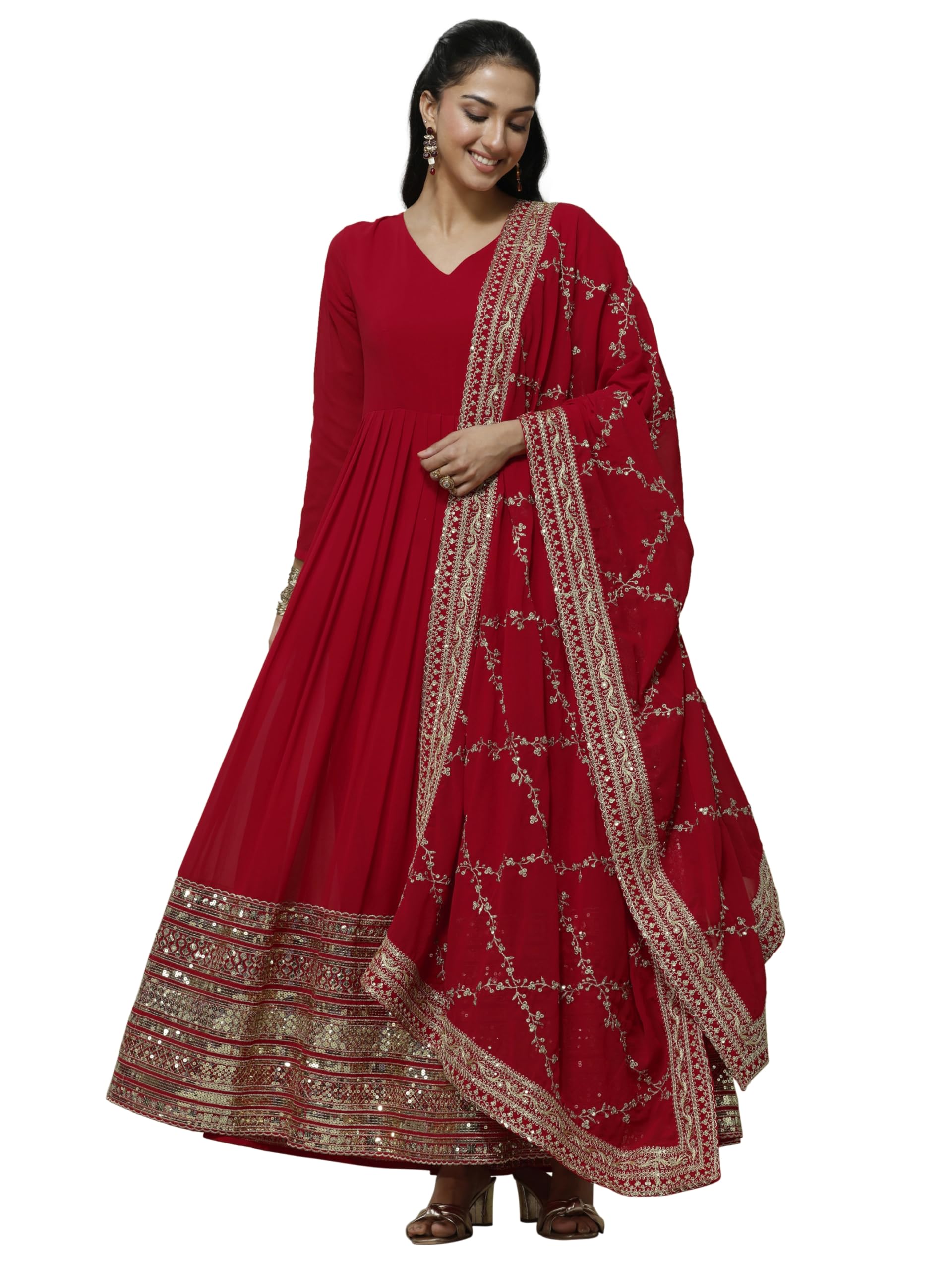 Libas Embroidered Georgette Anarkali Kurta Set For Women (51643Xxl)