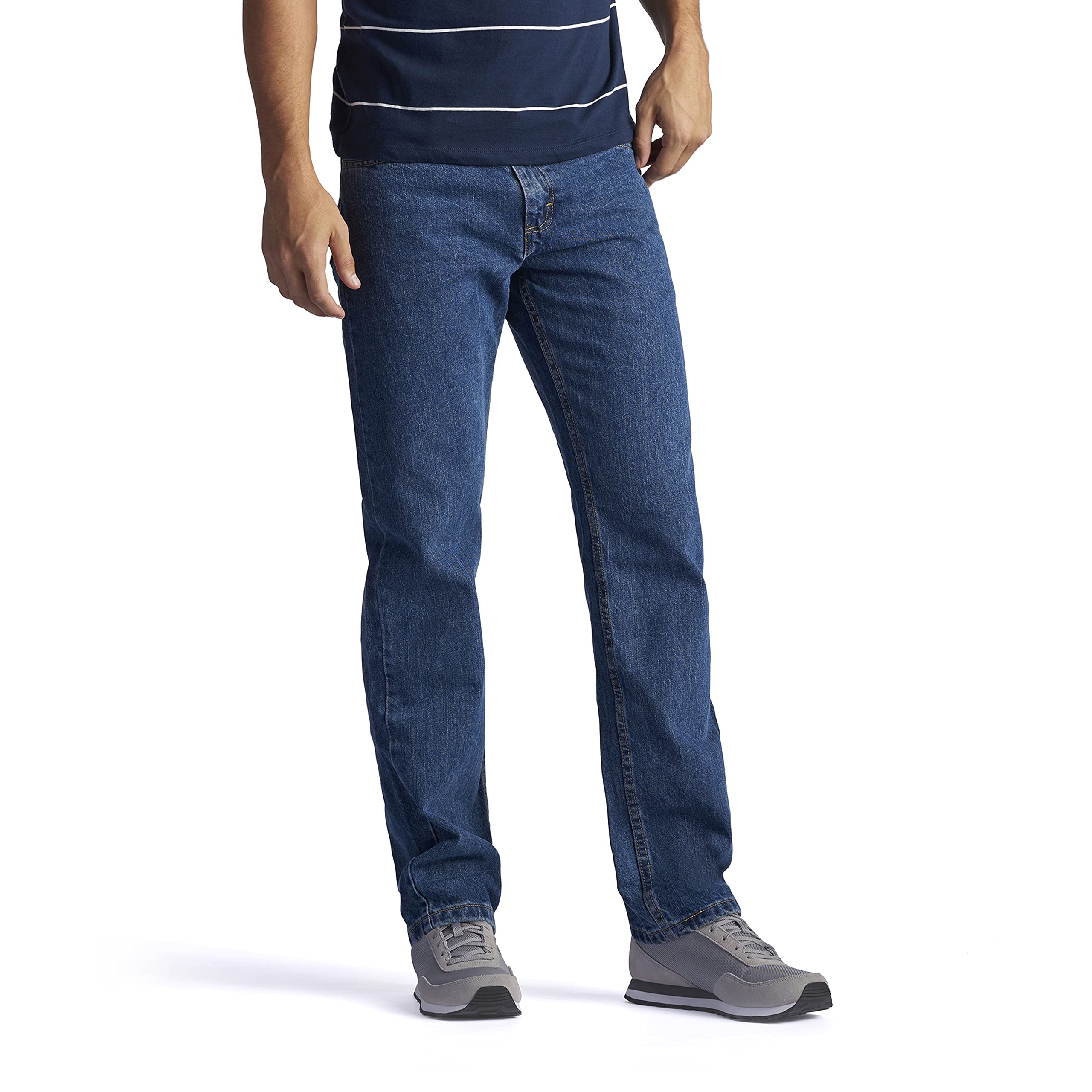 Lee Mens Regular Fit Straight Leg Jean, Medium Stone, 32W x 29L