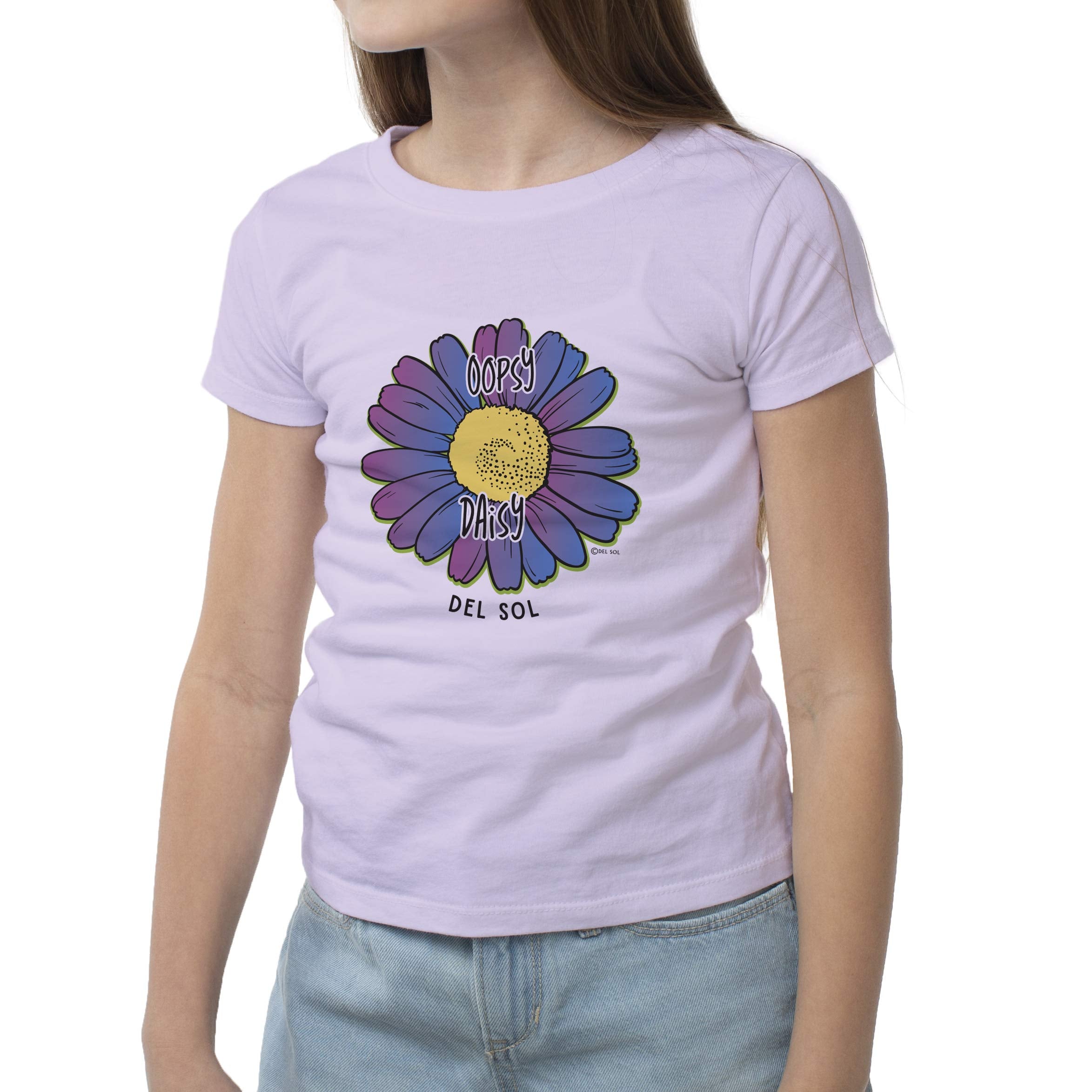 Girls Crew Tee - Oopsy Daisy - Lilac by DelSol for Women - 1 Pc T-Shirt (YM)