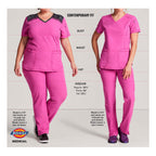 Dickies Women's Scrub Pants Natural Rise Tapered Leg Pull-On Bottoms with 7 Pockets and Knit Waistband DK005P, L Petite, Hot Pin