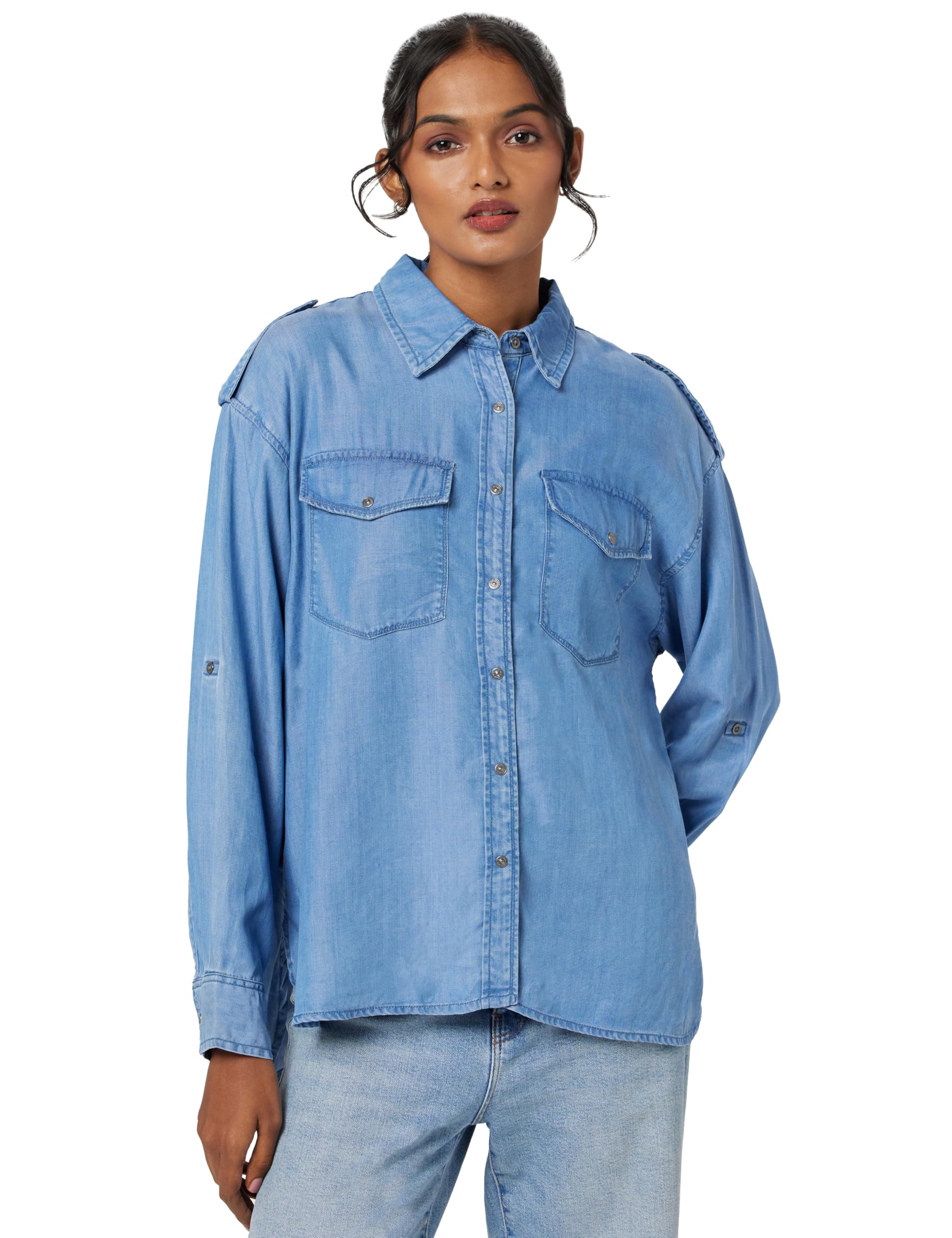 Pepe Jeans WomenS Regular Fit Denim Shirts