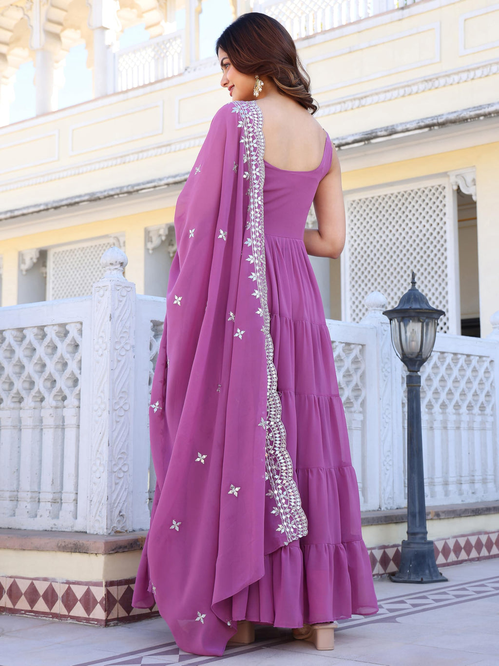 Fashion Basket Pink Georgette Anarkali Kurta For Women