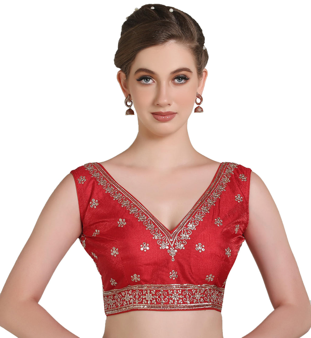 Pujia Mills WomenS Indian Ethnic Wear Designer Golden Zari With Embroidery Sequence Work V Neck Sleeveless Readymadeback Side W