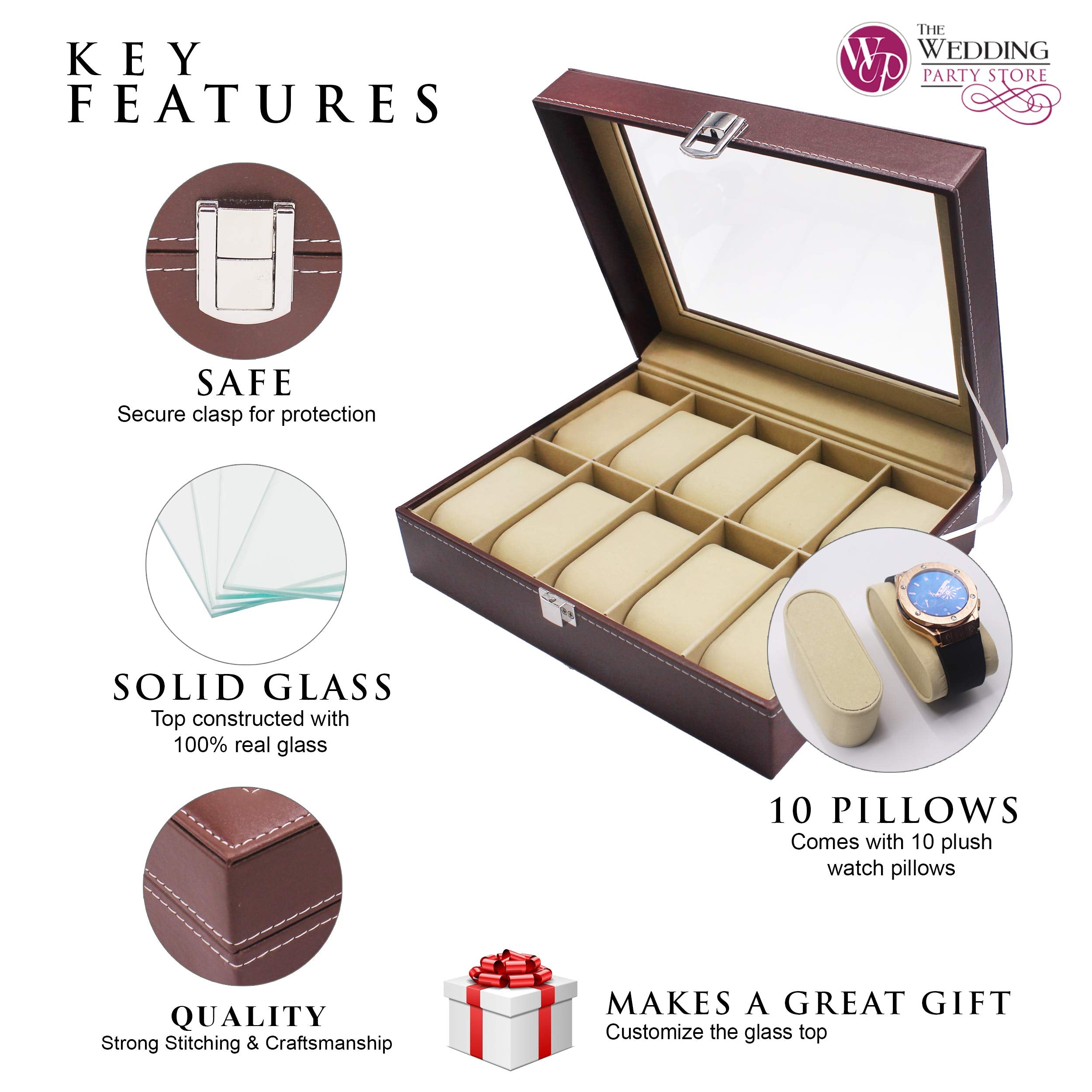 The Wedding Party Store Engraved Watch Box for Men - Personalized Gifts for Him - Custom Husband Boyfriend Gift (Brown)