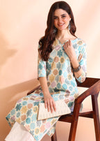Dsk Studio Poly Rayon Foil Printed Straight Kurti
