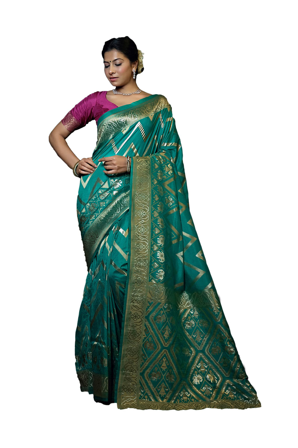 Vardha Womens Banarasi Raw Silk Saree With Blouse Piece (Kashika Silk_445_Teal Blue)