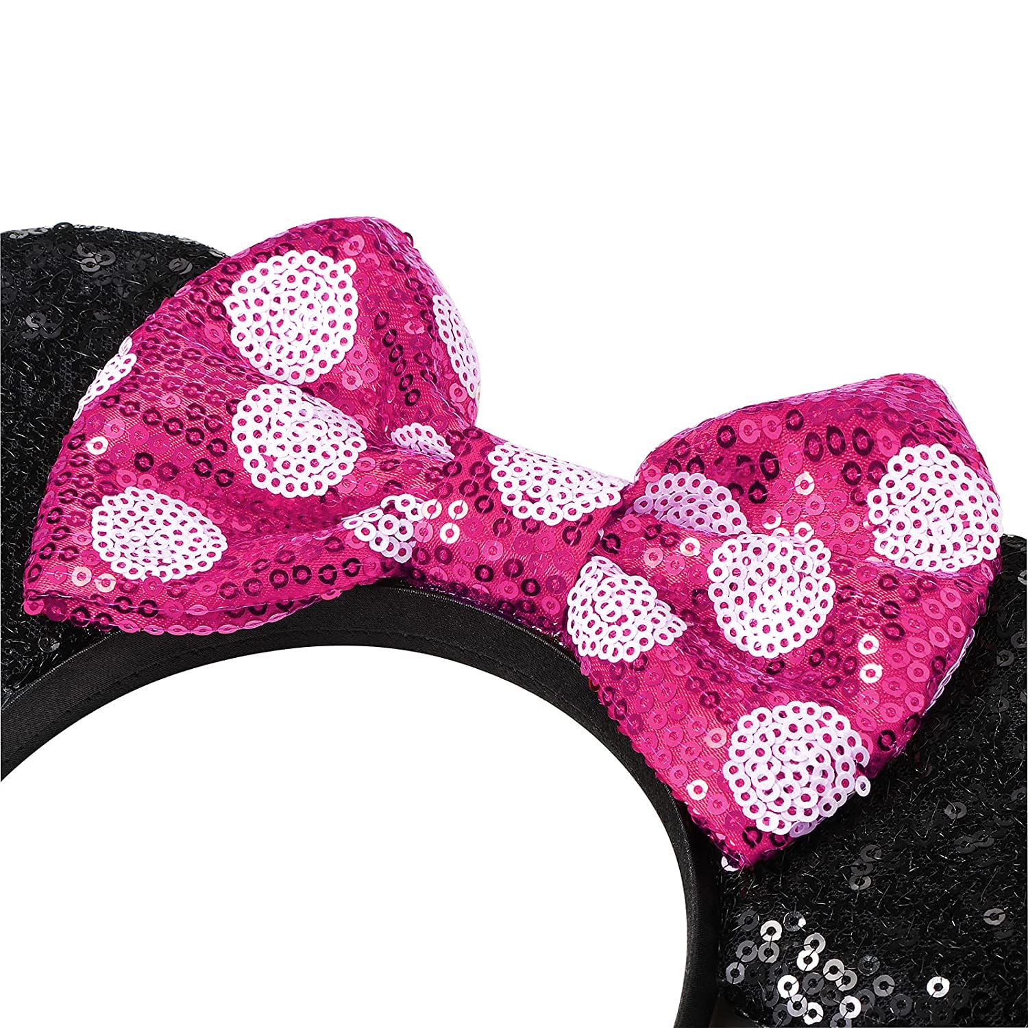 LYLIN Mouse Ears Headband, Sequin Ears Headbands with Bow Halloween Hairs Accessories for Girls Women Birthday Party Cosplay Cos