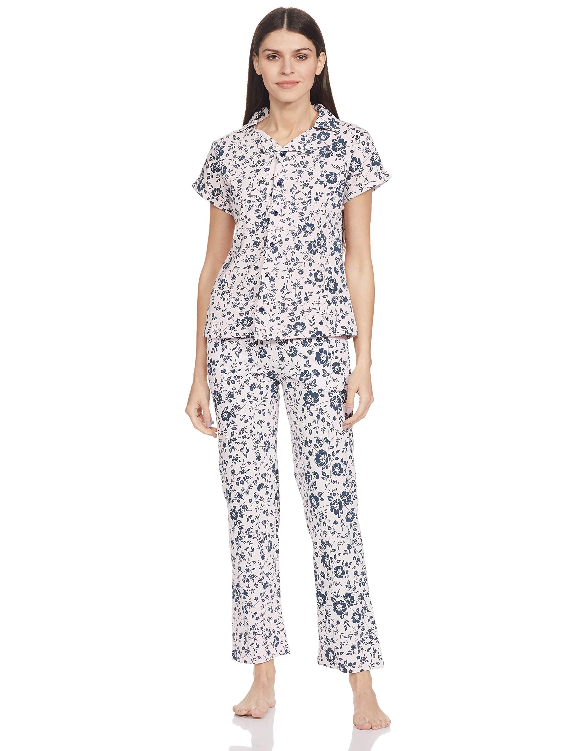 Clovia WomenS Cotton Printed Pajama Set (Ls0025E22L_Pink_L)