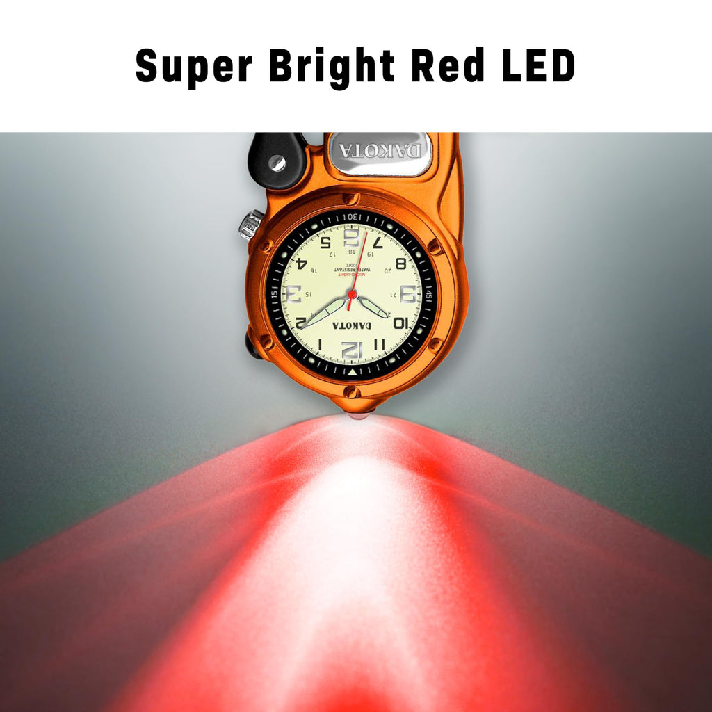 Dakota Mini Clip Microlight, Clip Watch, Outdoor Gifts for Men and Women, Use for Fishing Hunting Tactical Watch with LED Flashl