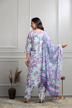 Om Sai Latest Creation Women Cotton Blend Fancy Kurta Set Regular Fit Printed (Oslc-K2738&P160&D99_Purple_2Xl)