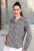 POPWINGS Printed Full-Sleeves Regular-Fit Polyester Printed Shirt for Women Stylish Western Casual Wear