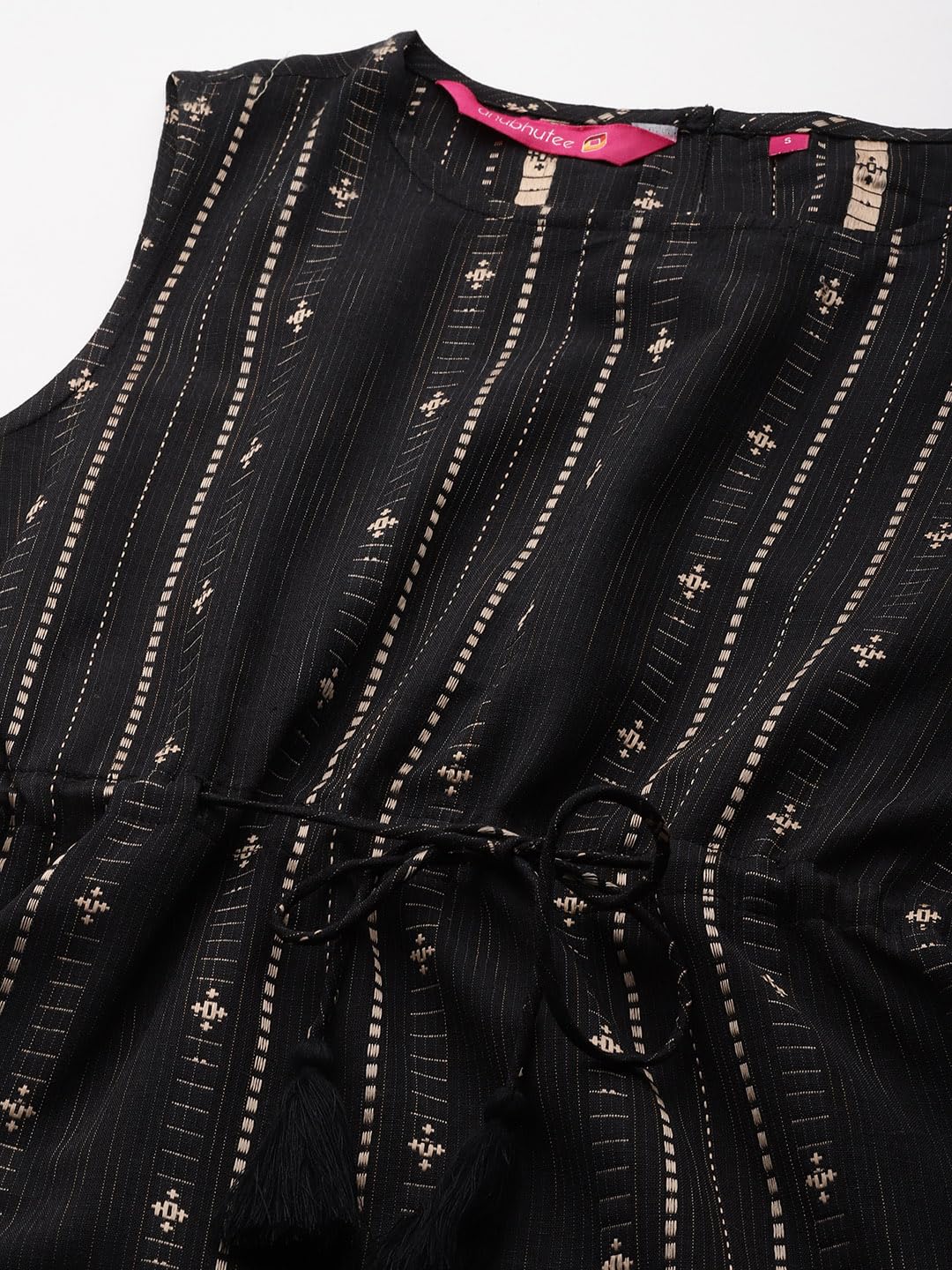 Anubhutee Women'S Cotton Blend Ethnic Motifs Printed Beige Straight Kurta Suit Set With Trousers