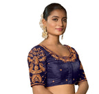 Pujia Mills WomenS Readymade Blouse Embroidery Multi Coding Maggam Work Sequence Work Indian Ethnic Designer Stitched Readymade