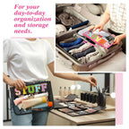Sanwuta Chenille Letter Clear Zipper Pouch, 2Pcs Set, Classic Stuff Snacks, PU Leather, Transparent Travel Patch Pouch for Cosme