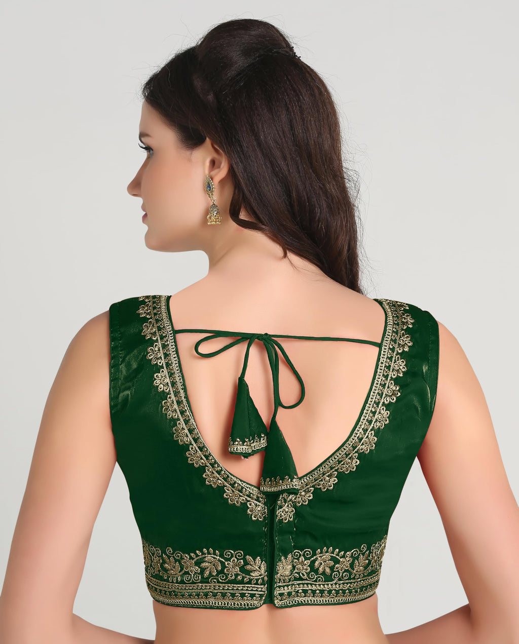 Pujia Mills Womens Sequin Embroidered V Neck Sleeveless Readymade Saree Blouse Indian Ethnic Designer Stitched Readymade Saree